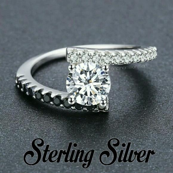 Jewelry - ❗GIFTED❗Sterling CZ Black Spinel Bypass Ring